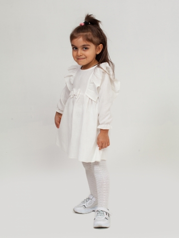 Купить 321-МО. Платье из муслина детское, хлопок 100% молочный, р. 98,104,110,116 в Копейске